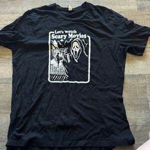 Let's Watch Scary Movies Graphic Tee - Black